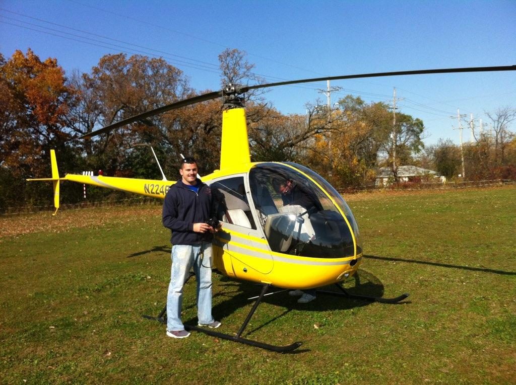 Trevor with his first helicopter