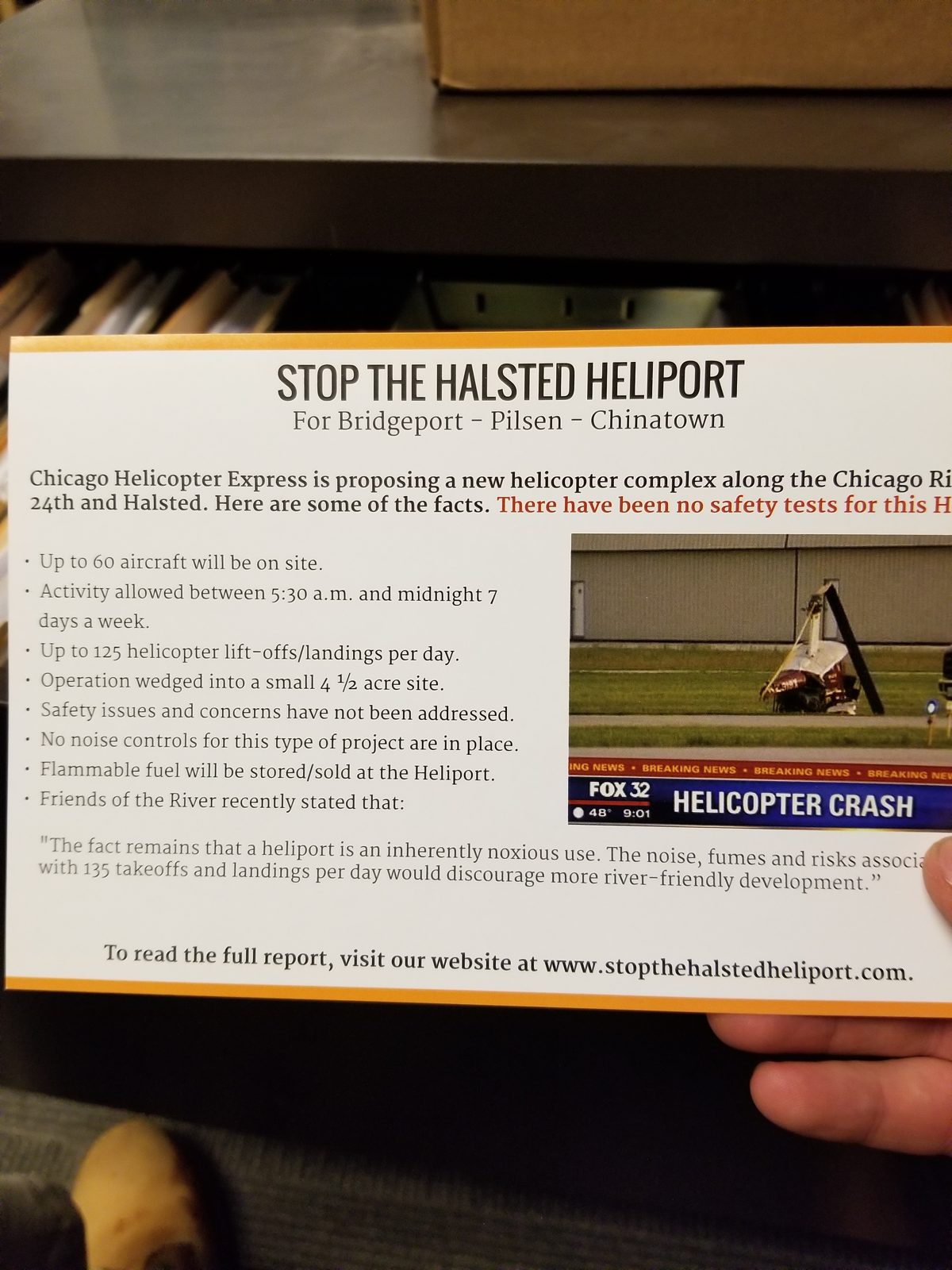 A neighborhood flyer opposing the heliport