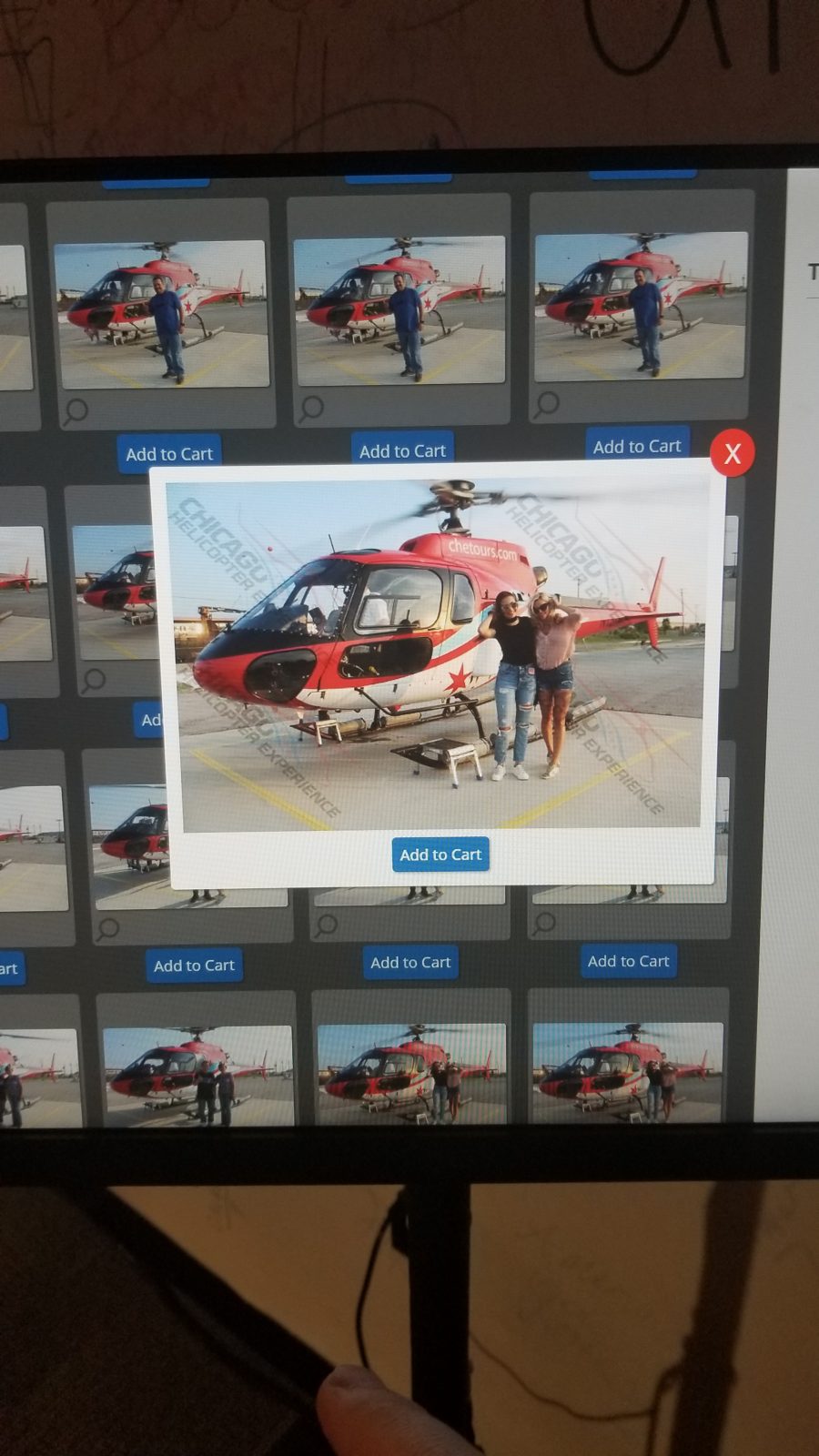 The photo system on tablets at the heliport