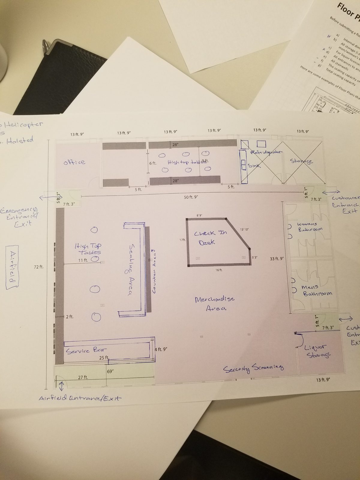 Floor plans for the new heliport